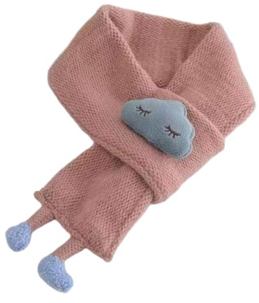 JJDFW Moln babyhalsduk 3D-docka barn stickad halsduk 1-5 år pojkar flickor barn korshalsdukar vinter varm en hals överdrag, Rosa, en storlek