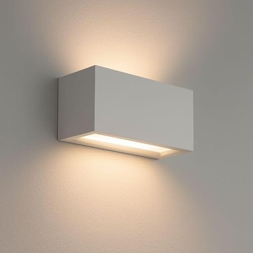 Applique da Esterno Up & Down con Attacco E27 in Alluminio Rettangolare Lampada da Parete a Doppia Emissione IP65 per Giardino, Ingresso, Balcone e Terrazzo 230V (Bianco)