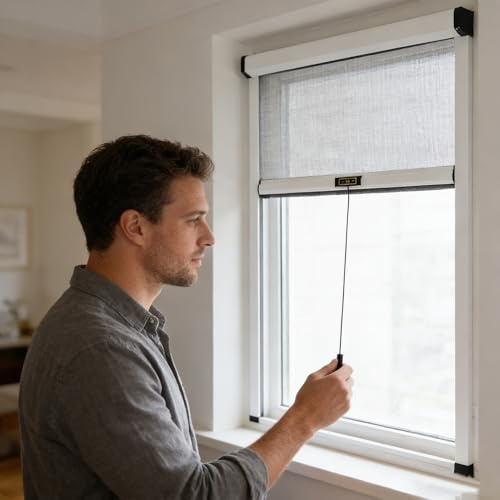 Aeovot Roll-Up Fly Screens for Windows Nets to Keep Bugs Bee Out Mosquito Net Window Insect Screen Mesh Custom Roller Blind Easy Installation Aluminium Frame Durable Breathable