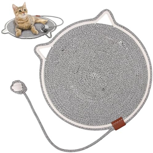 Persiiious 16 Manta Gato Alfombrilla Rascable, Manta Gato Rascable con Bola, Alfombrilla Redonda Cat con Bola Juguete, Cat Scratcher, Protector Gatos Arañazo, Para Sala de Estar Hogar Interior Viajes