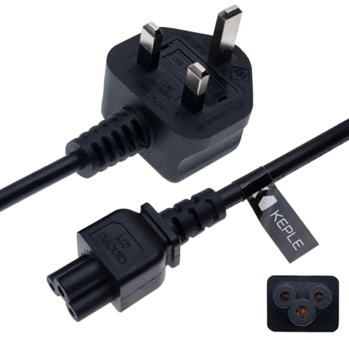 UK Mains 3 Pin AC Wall Power Cord C5 Cable Compatible with Acer Dell HP Sony Vaio Toshiba Delta/Lenovo Thinkpad IdeaPad X1 Yoga Edge Helix/Asus Rog Trio/LG/Elitebook/Acer/Chromebook (2m)