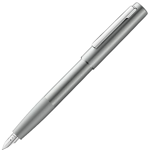 Lamy aion Füllhalter 077 Füller aus eloxiertem Aluminium in der Farbe Olive-Silber mit gestrahltem Griffstück und Stahlfeder Federstärke F 1231945