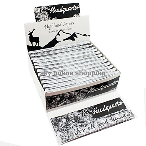 24 Booklets(full box) Highland Headquarters King Size Rolling Paper & Roach Card Tips Smoking Papers