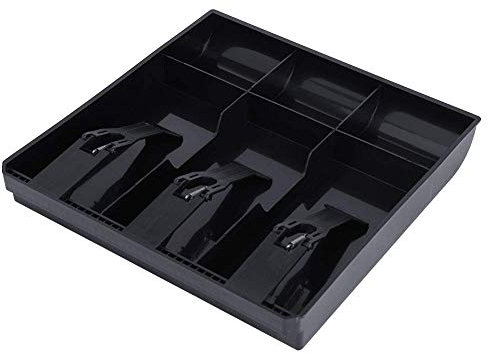 Kassenschublade Register Einzugsmagazin Münzkassierer Ordentlich 3 Banknoten 3 Münzen Abnehmbare Spardose 9,6 x 9,6 x 1,4 Zoll - Weiß und Schwarz(Black)