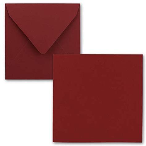 FarbenFroh® av GUSTAV NEUSER® Set med 25 enkla fyrkantiga kort 15 x 15 cm med kuvert i mörkrött för gratulationskort etc.