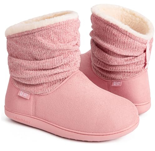 LongBay Women's Bootie Slippers Warm Memory Foam Slipper Boots House Shoes | Women's Suede Slipper Boots, Cosy Bootie Design, Warm Memory Foam, Soft Plush Lining, Indoor Outdoor Comfort, Gift for Her