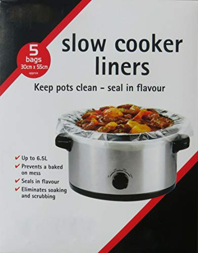 Vsource4u 5 Bags 30 x 55cm Slow Cooker Liners - Cooking Bags for Round and Oval Slow Cookers - Pack of 1