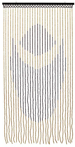 JVL Tuscany Hanging Lotus Wooden Beaded Door Curtain Screen, 90cm x 180 cm, Multi, 90 x 180cm approx, 11-089LT
