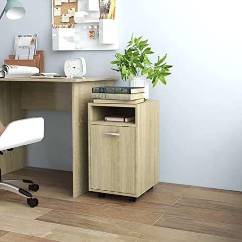 Gecheer Armoire Latérale Tendance avec Etagère et Compartiment, Chêne Sonoma, 33 x 38 x 60 cm