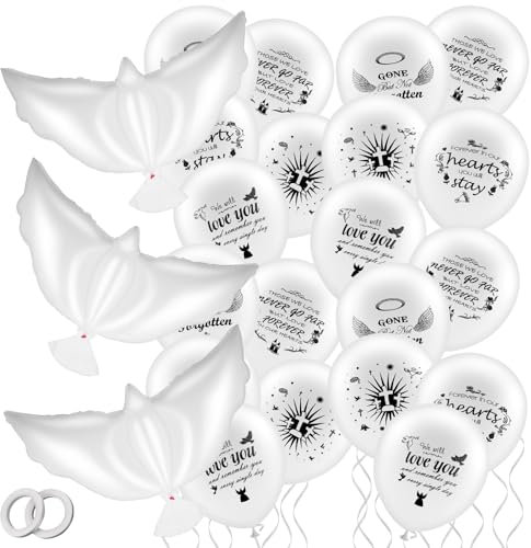 Globos conmemorativos, 23 globos blancos de recuerdo funerario para liberar en el cielo para ceremonias celestiales, condolencia, aniversario, cumpleaños conmemorativo