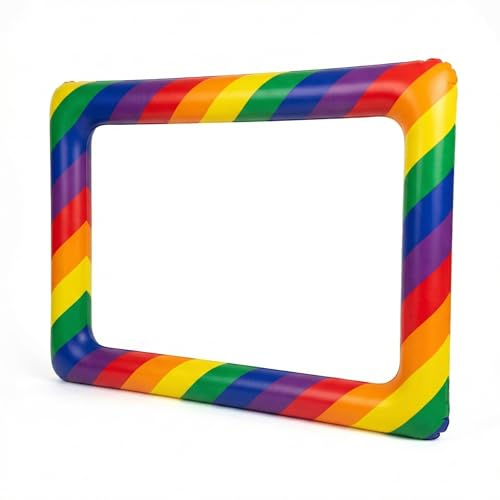 Storm&Lighthouse Large Inflatable Rainbow Selfie Frame Photo Booth Prop 60cm x 80cm Novelty Blow Up Photo Frame