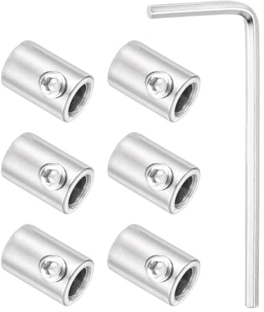 PATIKIL 6 Pcs Wire Rope Clips Set, 6mm 304 Stainless Steel M6 Double Holes Lock Cable Clamps Secure Fasteners with M6 Hexagon Spanner Screws for Clothesline Cable Rigging, Silver