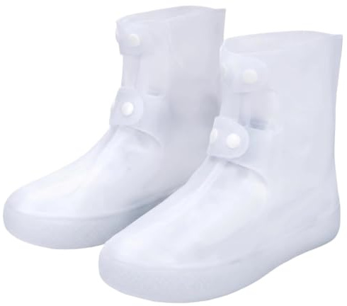 EnixwH Bianco Copriscarpe Impermeabili Riutilizzabili Copriscarpe Pioggia Chiusura Lampo Antiscivolo Stivali da Pioggia Galosce Donne Uomini per Giornate Piovose e Nevose, Alpinismo, Viaggi