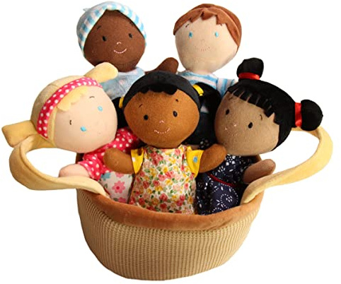 Snuggle Stuffs Basket of Buddies Plush Diversity Multicultural Ethnic Dolls | Diversity Toys for Toddlers | Soft Multicultural Dolls for Preschool Classroom, Daycare or at Home | Set of 5-8