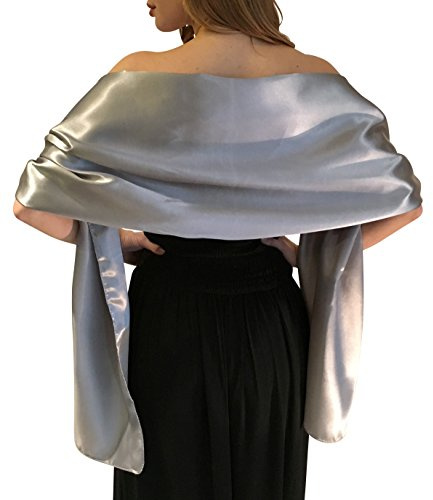 Elegant satin brud – stola sjal pashmina sjal bröllop brud brudtärna elfenben vit svart blå silver guld rosa grå grön