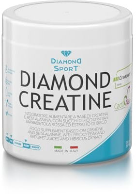 DIAMOND CREATINE | Creatina Monoidrato Micronizzata e Beta Alanina | Qualità Creapure | Allenamento, Sport, Fitness, Workout | Cactinea (Fico d'India, Ibisco) | Polvere 250g Vegan