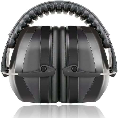 YANKUIRUI Ear Defenders Muffs Noise Reduction SNR 36dB Safety Ear Protectors Provide Hearing Protection For Autism, Shooting, Construction, Yard Work, Machinery Work Mowing (Style2(Black))