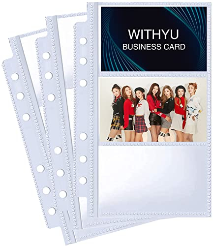 WITHYU 40 Pack 240 Taschen A6 Binder Visitenkartenhüllen, Ultra-Clear 2.2x3.5 K-pop Fotokartenhüllen, Doppelseitige 3 Taschen 6 Ring Planer Nachfüllseiten für Visitenkarten, Kreditkarten