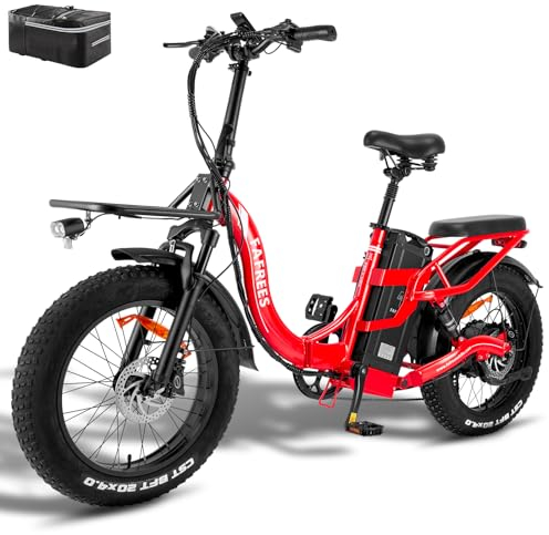 Fafrees F20 X-MAX [ Offiziell ] Kapprad Ebike Herren 20 Zoll 48V 30Ah Akku, Fatbike E-Bike Klapprad 65N.m, E Bike Damen Bremslicht, E Mountainbike, Elektrofahrräder Fatbike 150kg (rot)