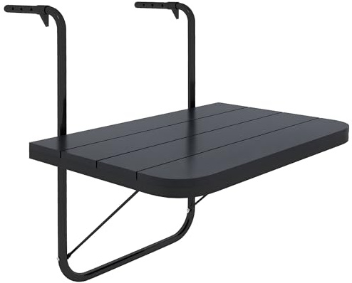 Outsunny Balkontisch zum Einhängen Klapptisch 4-Fach 60 x 40 cm Schwarz