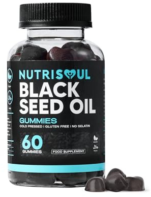 Black Seed Oil Gummies | 1000mg Nigella Sativa | High Strength 20mg Thymoquinone | 60 Cold Pressed, Halal, Vegan, Gluten Free Capsules with Honey Extract | Natural Ingredients