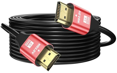 grofyllaa 4K Cable Hdmi 15 m, Hdmi de alta velocidad 2.0 Cable 4K@60Hz 2K@120Hz, conector chapado en oro HDCP 2.2 &2.3 para HDTV/Blu Ray reproducción/proyectores/portátiles /PS4/PS5 (rojo)
