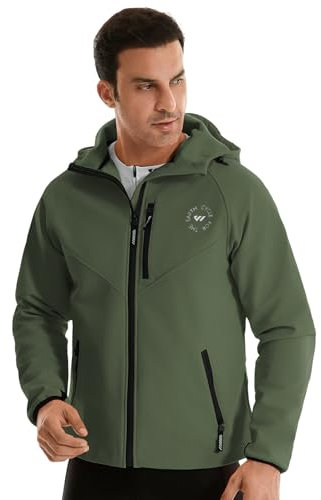 Wulibike Veste Vélo Homme, Légère Veste Imperméable Running Homme,Réfléchissante Coupe-Vent pour Cyclisme et Activités de Plein Air Vert Olive L-A4