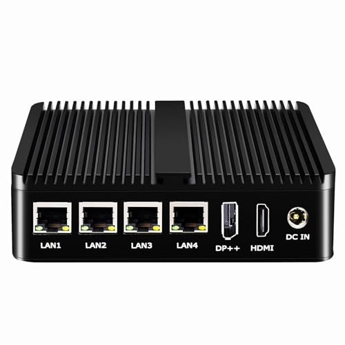 FakestarPC 12th Gen Firewall Micro Appliance,4X i226-V 2.5G LAN Fanless Mini PC Celeron N100,2*COM,6* USB, HDMI, DP, Ethernet AES-NI VPN Router Support pfsense Openwrt, WiFi Slot,8GB DDR4 128GB SSD