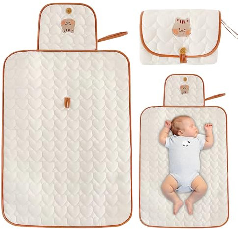 WANDGU Matelas à Langer Bébé: Tapis à Langer Portable en Coton Pur, Lavable et Résistant à La Saleté, pour Les Déplacements (70 x 50 cm)