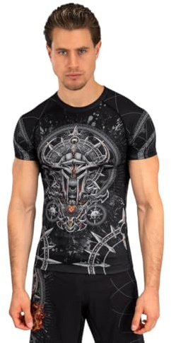 Venum Rashguard Manga Corta para Hombre, Negro/Plata, L, Negro/Plateado, L, Negro/Plateado., L