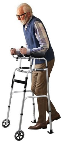 joukares Folding Zimmer Frame, Walking Frame with Wheels, Mobility Walker with Arm Support, Elderly Aid for Daily Living, Walking Aid for the Elderly, Handicap & Disabled Black