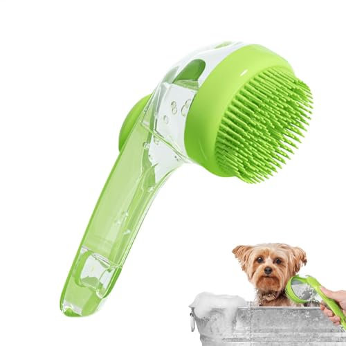 Hundeshampoo-Bürste Shampoo-Bürste für Haustiere mit Seifenspender Waschbürste mit Seifenspender für Hunde Hundebadebürste mit langem Griff Hunde Katzen Fellpflege Duschbürste für kurzes langes Haar