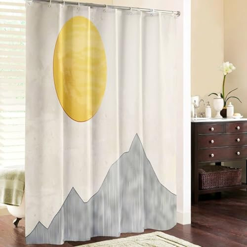 Cortina Baño 120 * 180cm Cortina Ducha Antimoho Impermeable Cortina Bañera Shower Curtian Ganchos para Ducha o Bañera Lavable con Agua Simple Redondo Montañas