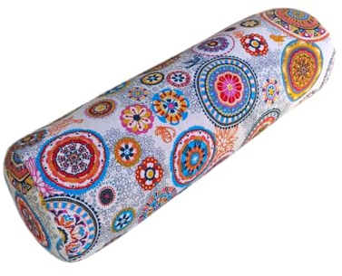 savasanas - Bolster Mandalas Maya, Yoga Kissen, Yoga Bolster, Yoga zubehör, Yoga Rolle, pilatesrolle, yogabolster, waschbarer Bezug, gefüllt mit Bio-Dinkelschalen, 62x20cm