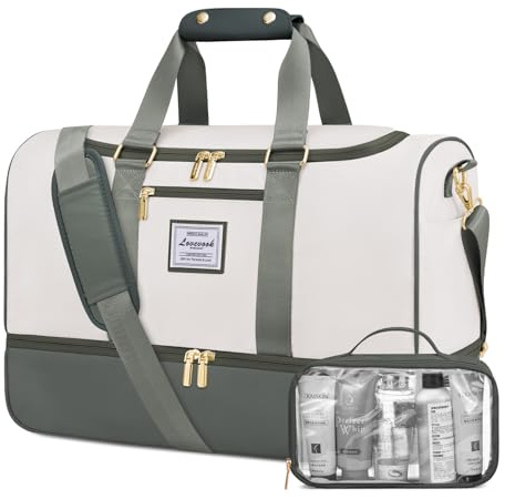 LOVEVOOK Travel Bags for Women, Weekend Hospital Overnight Holdall with Toiletry Bag, Waterproof Gym Yoga Bags with Shoe Compartment & Wet Pocket, Carry On Hand Luggage Bag for Travel Sports