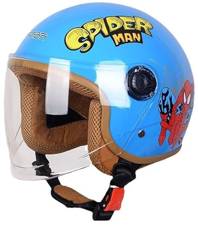 Summer Kids Cool Helmet 4-12 Years Old Boys Girls Motorcycle Half Helmet Retro Go-Kart Jet-Helmet Cruiser Moped for Youth Personality Open Face Electric Scooter Street Bike Helmets DOT Approved(E)