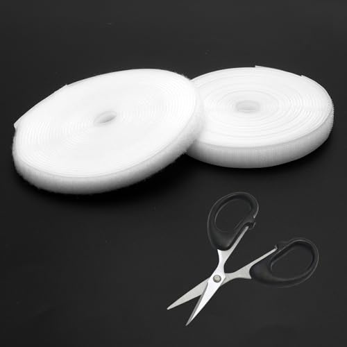 VOSSOT Kardborreband för sömnad, 16 mm × 5 m vit, kardborreband för textilier och kläder, fluffig och krokband, extra starkt kardborrband för sömnad, för hemtextilier, gör-det-själv, hantverk
