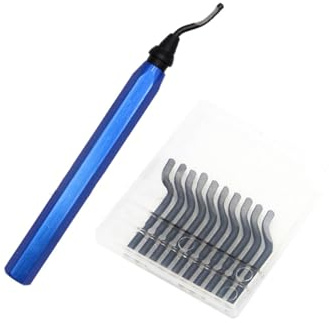 Verazquy Deburring Tool Set with 10 Blades, 360° Rotating Metal Handle Hand Deburrer for 3D Printing, Plastic, Metal, Copper Pipe Plumbing Tools.