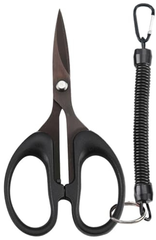 Alipis Tijeras de Pesca Portátiles con Recubrimiento de Titanio Cortahilos para Línea Trenzada Herramienta Ligera y Duradera para Aparejos de Pesca Marina y Sedal