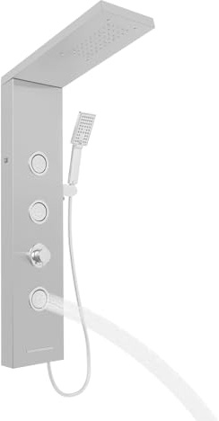 Pannello doccia senza rubinetto, colonna doccia a LED in acciaio inox con 4 funzioni, doccia a pioggia, doccia massaggiante, doccetta e beccuccio per vasca da bagno, doccia a pioggia senza rubinetto