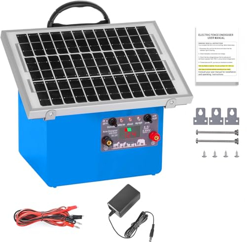 FarmNix 12V Weidezaungerät Solar, 0,5J/9,5KV Elektrozaungerät für 2-32 km