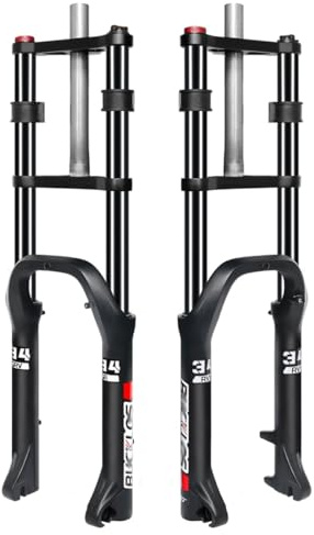 20 * 4.0 Fet Cykelgaffel Mountainbike Dämpargaffel 1-1/8 Rak Dubbelkronade Gafflar 200mm Slaglängd Framgaffel QR 9 * 135mm Skivbroms Cykelgaffel För DH Snö Strand