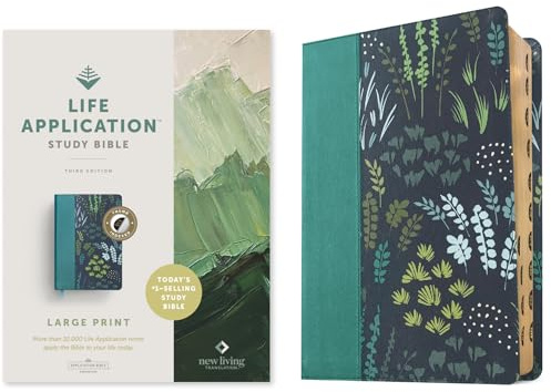 NLT Life Application Study Bible, Third Edition, Large Print: New Living Translation, Meadow Teal, Leatherlike, Life Application Study, Indexed, Red Letter, With Ribbon Marker
