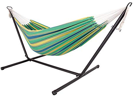 Spetebo Hamaca doble para exteriores con estructura – 285 x 120 x 110 cm – hamaca para 2 personas – soporta hasta 150 kg (Jungle Stripe)