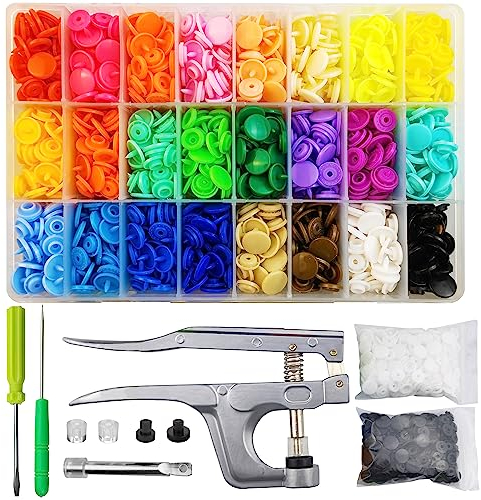 460 Sets Druckknöpfe mit Zange, 24 Farben T5 Druckknopf Set mit Zange, Druckknöpfe Ohne Nähen für DIY Kleidung Basteln
