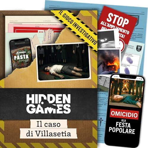Hidden Games Luogo del Reato – Il caso di Villasetia – Gioco investigativo, tipo Escape Room da tavolo, giochi nascosti, risolvi un caso, detective gioco, caso da risolvere