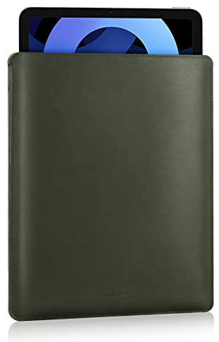 MoKo 9-11 Inch Tablet Sleeve, PU Leather Briefcase Slim Stylish Case Fits New 11-inch iPad Pro M4/iPad Air M2 2024, iPad Air 5/4/3th 10.9/10.5, iPad 10/9/8th Gen 10.9/10.2,Tab S8/S9 11, Midnight Green