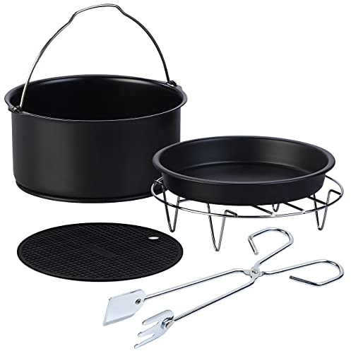 Rosenstein & Söhne Grillmatte: 5-tlg. Back- und Grill-Zubehör-Set für Ofen, Heißluft-Fritteuse, Grill (Heißluftfritteuse Zubehör, Grillzange, Heissluftfriteuse)