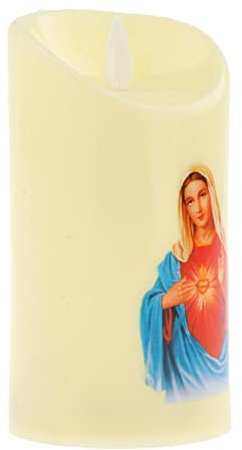 F Fityle Candela elettronica a batteria senza fiamma a batteria a colonna luminosa di candela votiva per la decorazione di chiese da interni, Sacro Cuore Femmina