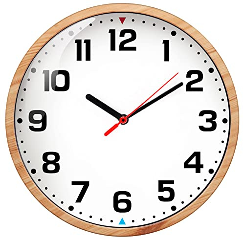 SIN&MI Wall Clock 9 Inch Battery Operated Silent Non-Ticking Wall Clock Modern Quartz Design Decorative Indoor Kitchen Office Brown